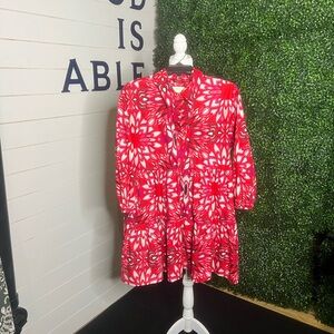 Anthropologie Maeve Red and Pink Patterned dress